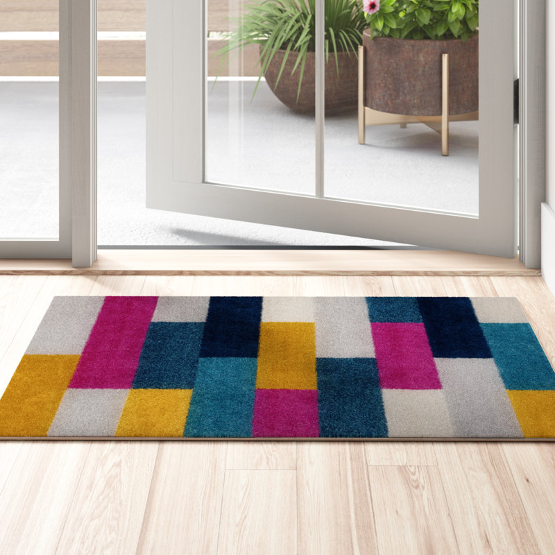 Zipcode Design™ Jemison Geometric Blue/Yellow/Gray Area Rug & Reviews